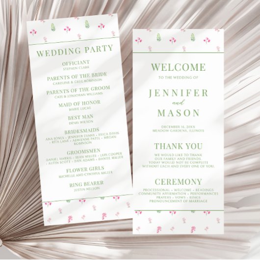 Elegante roze bloem bloeit bruiloft programma's