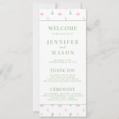 Elegante roze bloem bloeit bruiloft programma's (Voorkant)