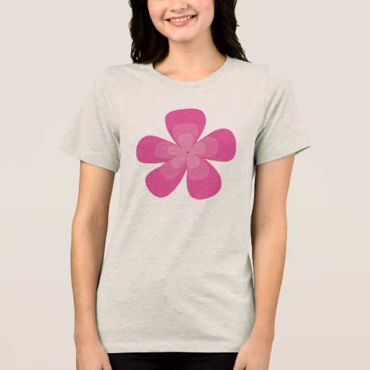 Elegante Roze Bloem Bloesem Geïsoleerde Vector Bot Tri-Blend Shirt (Voorkant)