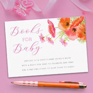 Elegante Roze Bloem Boeken Voor Baby Shower Informatiekaartje