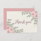 Elegante Roze Bloem Bruidscadeau Dankkaart Bedankkaart (Voorkant / Achterkant)