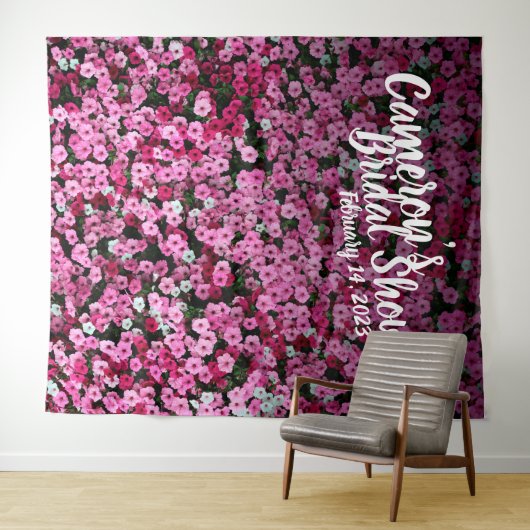 Elegante Roze Bloem Bruidsfeest Backdrop Wandkleed (In Situ (horizontaal))