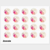 Elegante Roze Bloem Bruidsfeest Custom Ronde Sticker (Vel)
