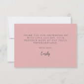 Elegante Roze Bloem Bruidsfeest Dankkaart Bedankkaart (Achterkant)