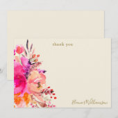 Elegante Roze Bloem Bruiloft Borrel Aangepaste Dan Bedankkaart (Voorkant / Achterkant)