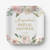 Elegante Roze Bloem Bruiloft Feest Papieren Bordje (Voorkant)