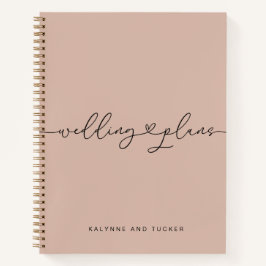 Elegante Roze Bloem Bruiloftsplanner Hart Notitieb Notitieboek