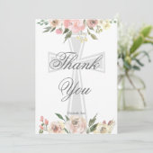 Elegante roze bloem Christelijk gepersonaliseerd Bedankkaart (Staand voorkant)