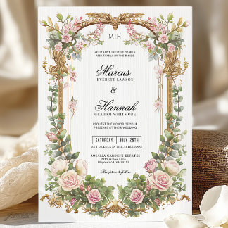 Elegante Roze Bloem en Eucalyptus Groen Bladwerk Kaart