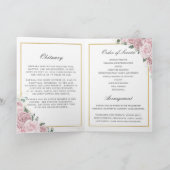 Elegante Roze Bloem Foto Rouw Herdenking Programma (Binnen)