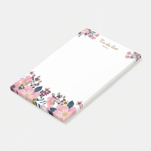 Elegante Roze Bloem Frame Post-it® Notes (Schuin)