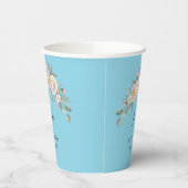 Elegante Roze Bloem Geborduurde Wegwerp Cup Papieren Bekers (Links)