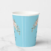 Elegante Roze Bloem Geborduurde Wegwerp Cup Papieren Bekers (Rechts)