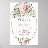 Elegante roze bloem goud minimalisme boho bruids- poster (Voorkant)