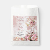Elegante Roze Bloem Hoog Thee Meisje Baby Shower Bedankzakje (Voorkant)