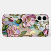 Elegante Roze Bloem iPhone Hoesje Gebrandschilderd (Achterkant (horizontaal))