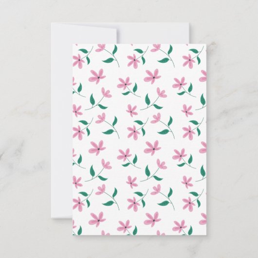 Elegante roze bloem kaart (Achterkant)