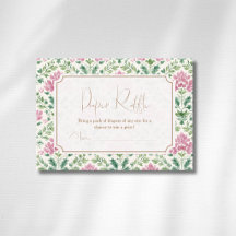 Elegante Roze Bloem Kader Gouden Boog Luier Raffle