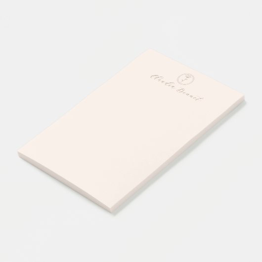 Elegante Roze Bloem Logo & Script Naam Post-it® Notes (Schuin)