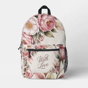 Elegante roze bloem "met liefde" rugzak
