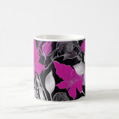 Elegante roze bloem met zilveren bladeren koffiemok (Center)