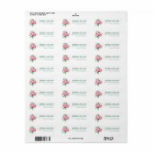 Elegante Roze Bloem Minimalistische Rozen Etiket (Full Sheet)