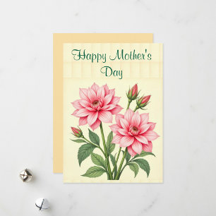 Elegante roze bloem Moederdagkaart Feestdagenkaart