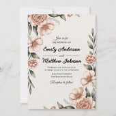 Elegante roze bloem ontwerper bruiloft uitnodiging (Voorkant)