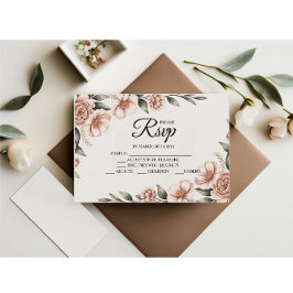 Elegante roze bloem ontwerper RSVP kaarten