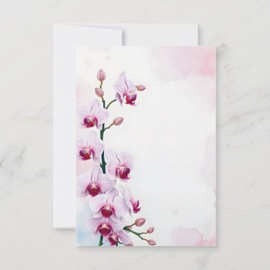 Elegante Roze Bloem Orchideeën Bruiloft Save The Date (Achterkant)