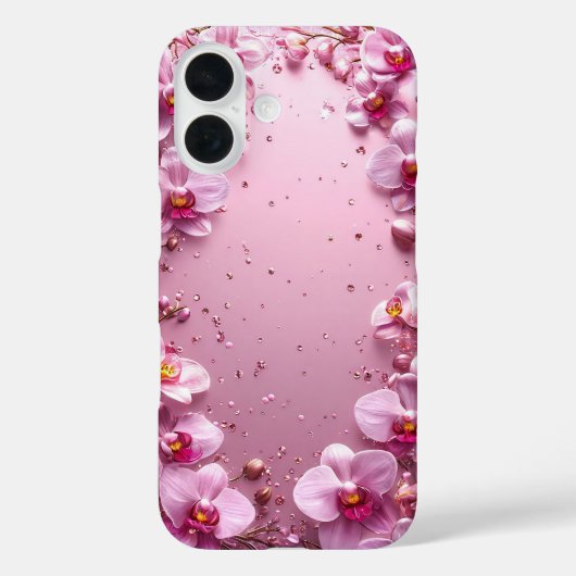 Elegante Roze Bloem Orhids Frame Case-Mate iPhone Case (Achterkant)