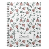 Elegante roze bloem patroon naam notitieboek (Voorkant)