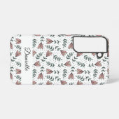 Elegante roze bloem patroon naam samsung galaxy hoesje (Achterkant horizontaal)