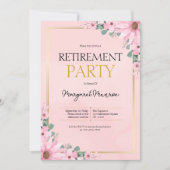 Elegante roze bloem pensioen viering kaart (Voorkant)