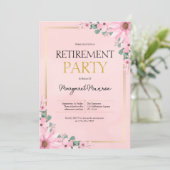 Elegante roze bloem pensioen viering kaart (Staand voorkant)