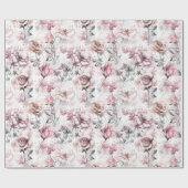 Elegante Roze Bloem Roos Cadeaupapier (Vlak)