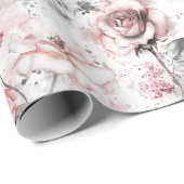 Elegante Roze Bloem Roos Cadeaupapier (Rol Hoek)