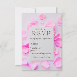 Elegante Roze Bloem RsvpCard | Rozenblaadjes A RSVP Kaartje