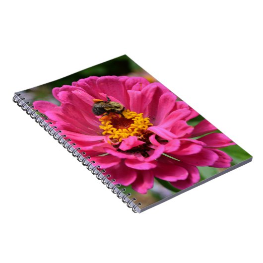 Elegante roze bloem schattige bij notitieboek (Rechterzijde)