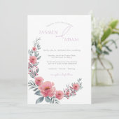 Elegante Roze Bloem Tuin Bruiloft Kaart (Staand voorkant)