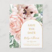 Elegante Roze Bloem Tuin Save The Date Postkaart Uitnodiging Briefkaart (Voorkant)