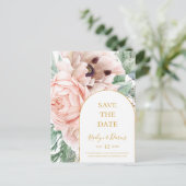 Elegante Roze Bloem Tuin Save The Date Postkaart Uitnodiging Briefkaart (Staand voorkant)