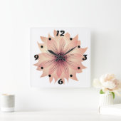 Elegante roze bloem vierkante wandklok (Huis)