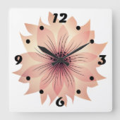 Elegante roze bloem vierkante wandklok (Voorkant)