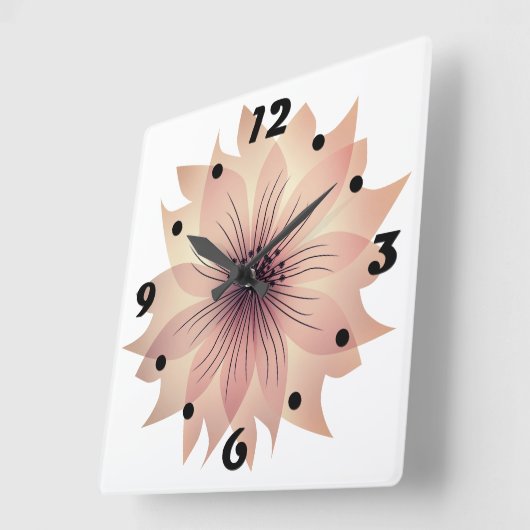 Elegante roze bloem vierkante wandklok (Hoek)
