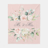 Elegante Roze Bloem Waterverf Mr. & Mrs. F Fleece Deken (Voorkant)