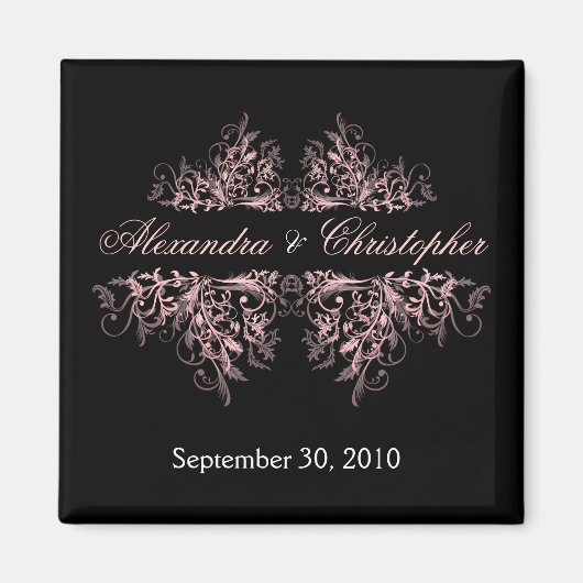 Elegante roze bloem wervelingen opslaan de datum b magneet (Voorkant)