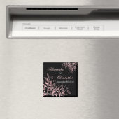 Elegante roze bloem wervelingen opslaan de datum b magneet (Insitu (Vaatwasser))