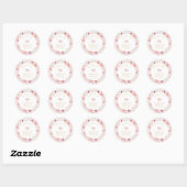 Elegante roze bloemachtige bruidsdouche ronde sticker (Vel)