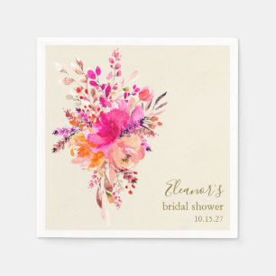 Elegante Roze Bloemachtige Bruiloft Feest Custom Servet